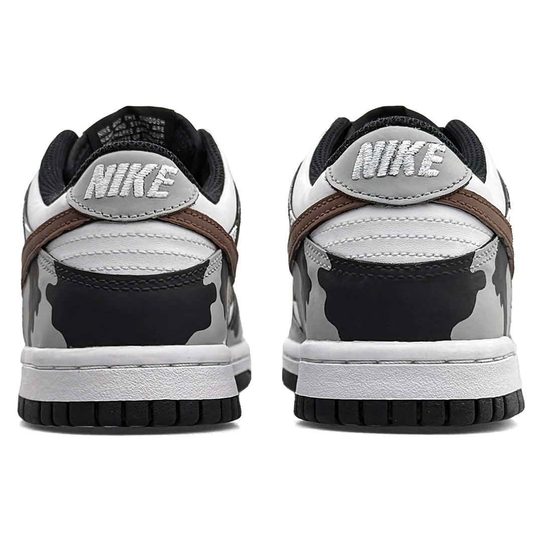 Nike Dunk Low Custom "Urban Camo" Hand-Painted Sneakers - Black/White/Grey Drip Art Design