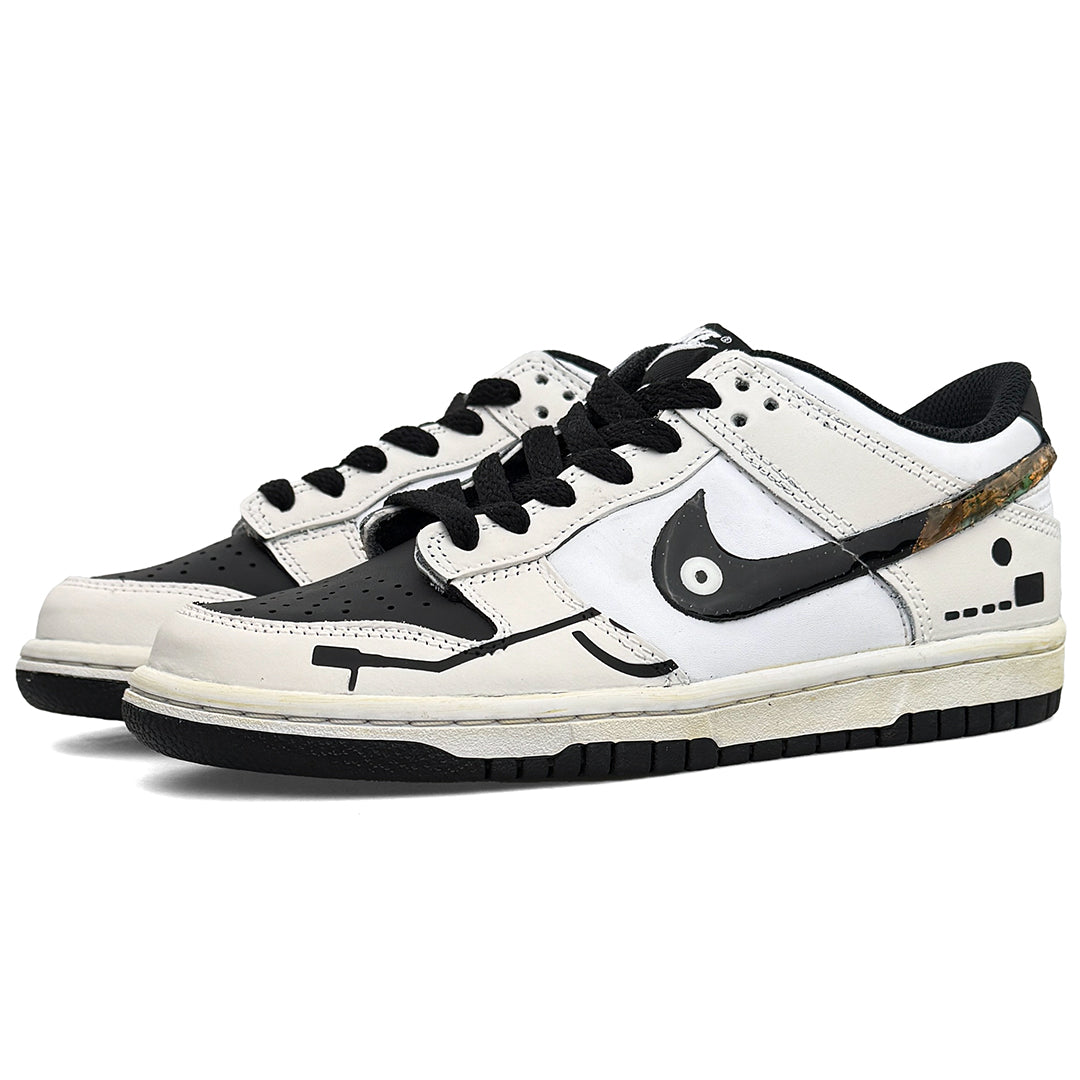 Nike DUNK Low Custom Handmade Sneakers - Vinyl Record Theme, Burnt Foil Swoosh, Ready-to-Wear Artisan Shoes