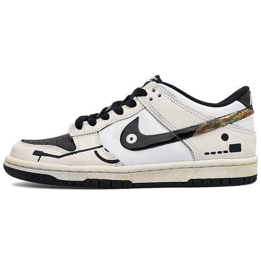 Nike DUNK Low Custom Handmade Sneakers - Vinyl Record Theme, Burnt Foil Swoosh, Ready-to-Wear Artisan Shoes