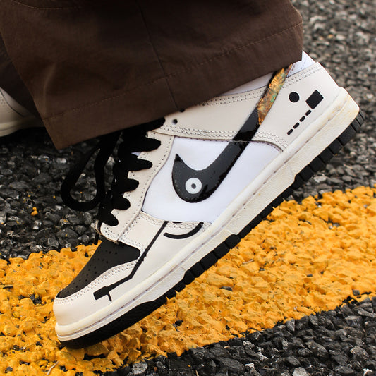 Nike DUNK Low Custom Handmade Sneakers - Vinyl Record Theme, Burnt Foil Swoosh, Ready-to-Wear Artisan Shoes